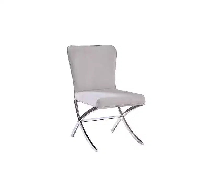 19" Daire Dining Chairs Velvet/Chrome Sturdy Metal Base Neutral Upholstery (2-Piece)