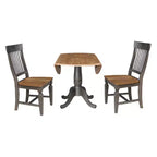 Tavolo da pranzo rotondo a scomparsa 3 pezzi da 42" con 2 sedie con schienale a doghe, colore Hickory/Washed Coal