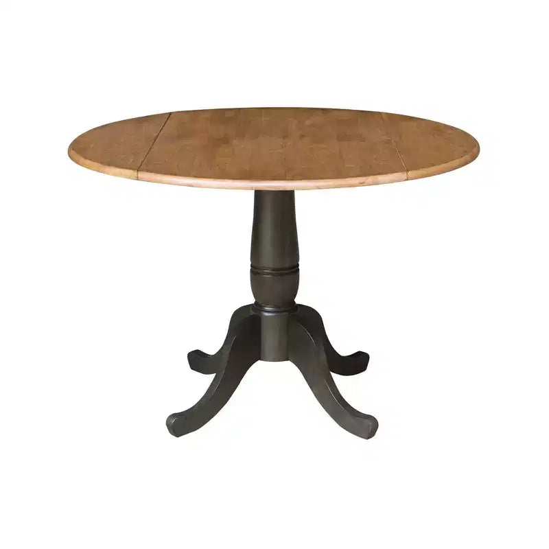 Tavolo da pranzo rotondo a scomparsa 3 pezzi da 42" con 2 sedie con schienale a doghe, colore Hickory/Washed Coal