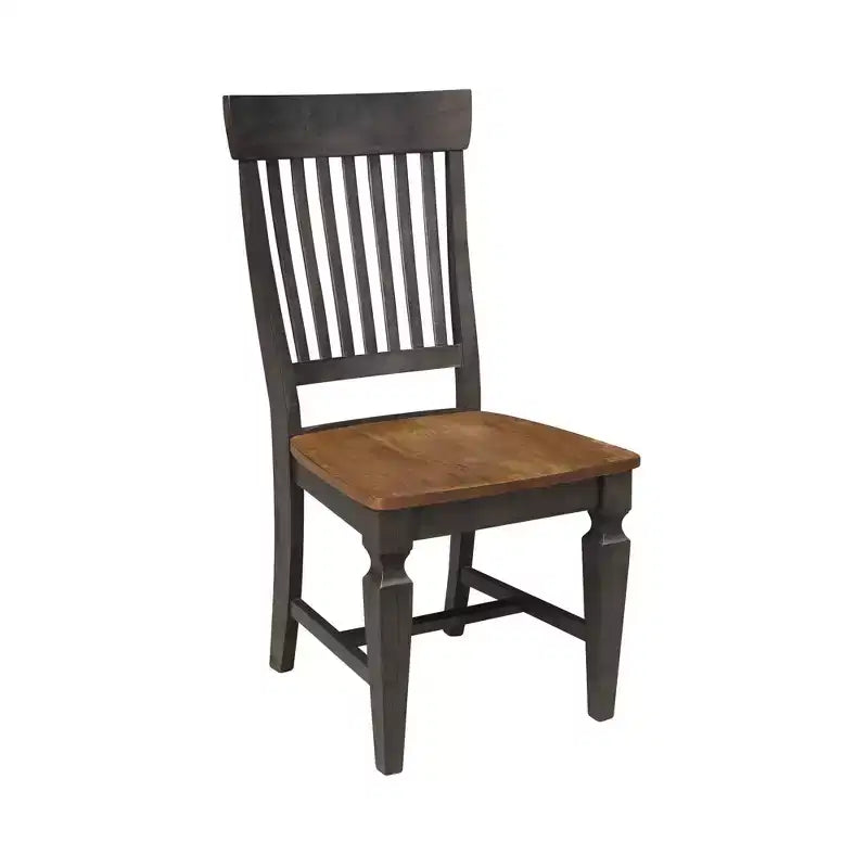 Tavolo da pranzo rotondo a scomparsa 3 pezzi da 42" con 2 sedie con schienale a doghe, colore Hickory/Washed Coal