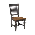 Tavolo da pranzo rotondo a scomparsa 3 pezzi da 42" con 2 sedie con schienale a doghe, colore Hickory/Washed Coal