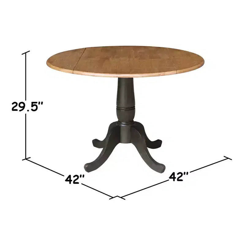 Tavolo da pranzo rotondo a scomparsa 3 pezzi da 42" con 2 sedie con schienale a doghe, colore Hickory/Washed Coal