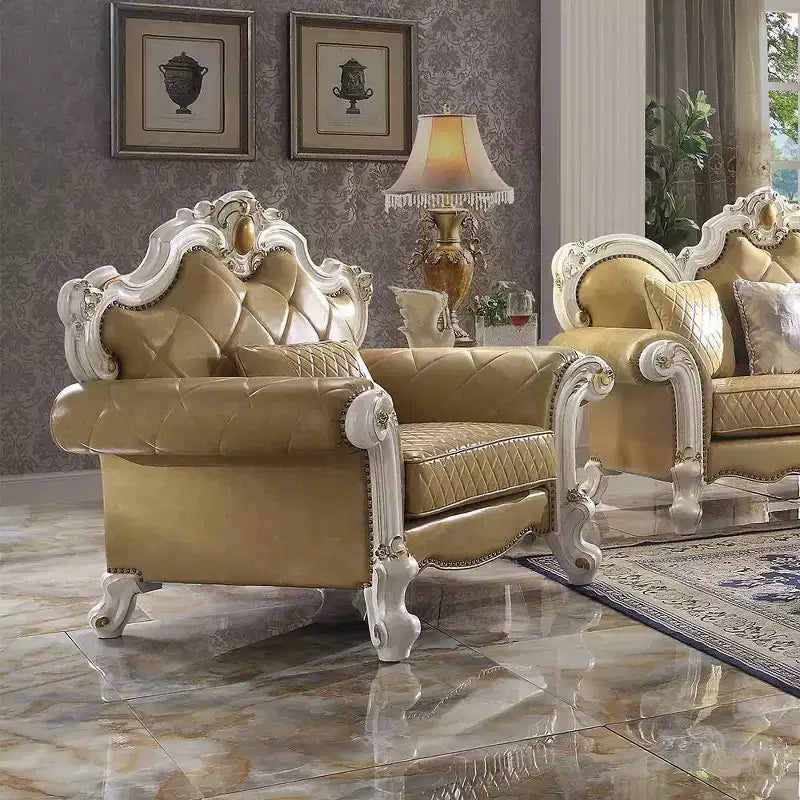 50" Picardy PU Chair Butterscotch/Antique Pearl