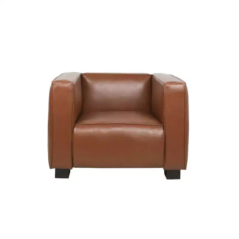 Poltrona club Goyette in similpelle contemporanea raffinato legno di betulla effetto tuxedo