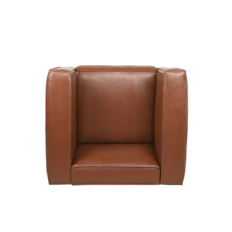 Poltrona club Goyette in similpelle contemporanea raffinato legno di betulla effetto tuxedo