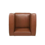 Poltrona club Goyette in similpelle contemporanea raffinato legno di betulla effetto tuxedo