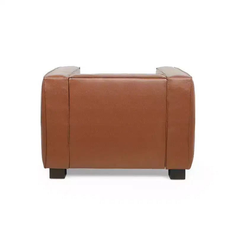 Poltrona club Goyette in similpelle contemporanea raffinato legno di betulla effetto tuxedo