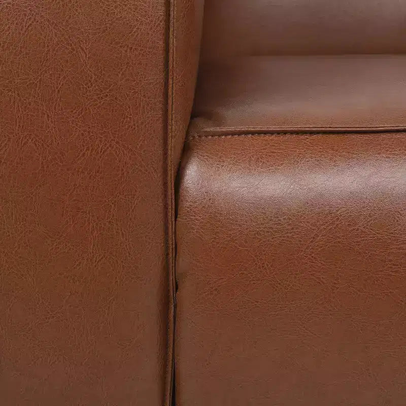 Poltrona club Goyette in similpelle contemporanea raffinato legno di betulla effetto tuxedo