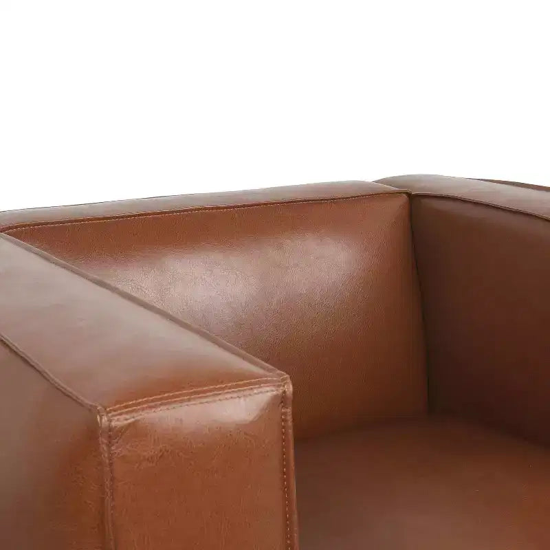 Poltrona club Goyette in similpelle contemporanea raffinato legno di betulla effetto tuxedo