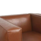 Poltrona club Goyette in similpelle contemporanea raffinato legno di betulla effetto tuxedo