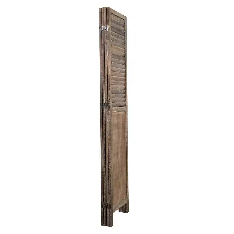 Divisorio a 4 pannelli Rancho Shutter con paravento pieghevole in legno di Paulownia, marrone - Proman Products: Separatore per ambienti, nessun assemblaggio richiesto