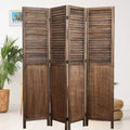 Divisorio a 4 pannelli Rancho Shutter con paravento pieghevole in legno di Paulownia, marrone - Proman Products: Separatore per ambienti, nessun assemblaggio richiesto