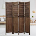 Divisorio a 4 pannelli Rancho Shutter con paravento pieghevole in legno di Paulownia, marrone - Proman Products: Separatore per ambienti, nessun assemblaggio richiesto