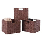 22.05" 4pc Milan Storage Hall Bench with Baskets Walnut