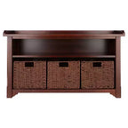 22.05" 4pc Milan Storage Hall Bench with Baskets Walnut
