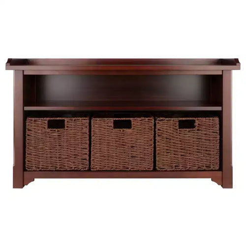 22.05" 4pc Milan Storage Hall Bench with Baskets Walnut