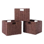 22.05" 4pc Milan Storage Hall Bench with Baskets Walnut