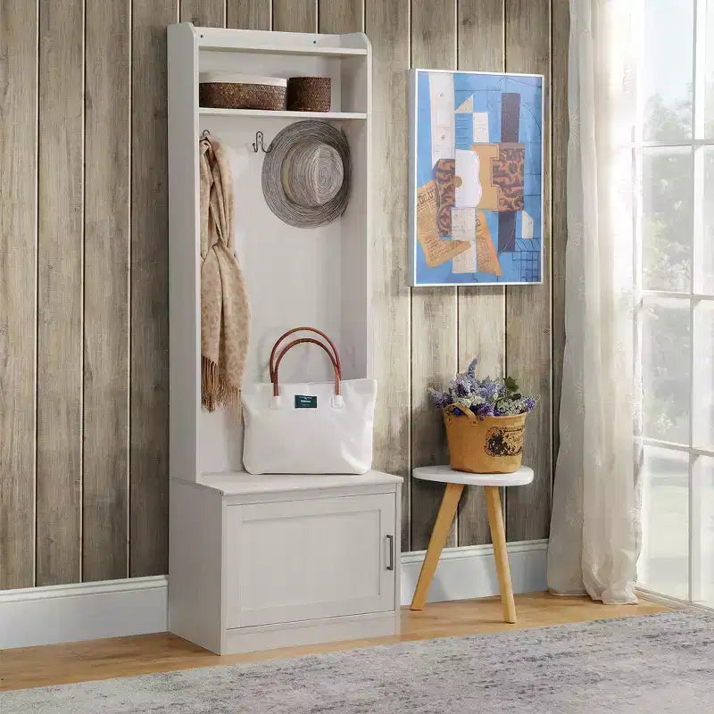 Rustic Hall Tree with Shoe Storage Bench, Entryway Bench with Coat Rack, Accent Coat Tree with Storage Shelves for Hallway, Mudroom