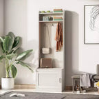 Rustic Hall Tree with Shoe Storage Bench, Entryway Bench with Coat Rack, Accent Coat Tree with Storage Shelves for Hallway, Mudroom