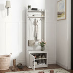 Rustic Hall Tree with Shoe Storage Bench, Entryway Bench with Coat Rack, Accent Coat Tree with Storage Shelves for Hallway, Mudroom
