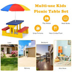 Set Tavolo da Picnic per Bambini con Ombrellone Rimovibile per Interni ed Esterni Giardino Patio