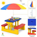 Set Tavolo da Picnic per Bambini con Ombrellone Rimovibile per Interni ed Esterni Giardino Patio