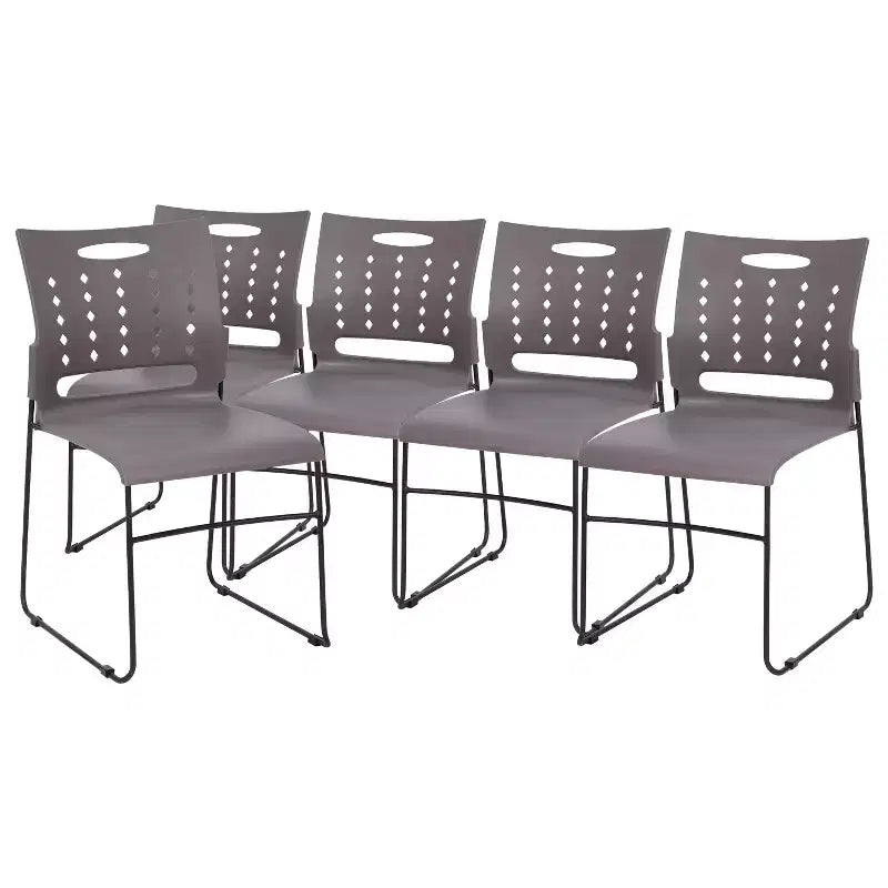 Flash Furniture 5 Pack HERCULES Series 881 lb. Capacity Sled Base Stack Chair with Air-Vent Back