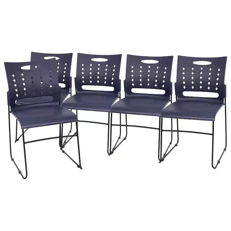 5 Pack HERCULES Series 881 lb. Capacity Sled Base Stack Chair with Air-Vent Back