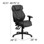 Sedia da ufficio ergonomica multifunzione in LeatherSoft nero con schienale alto e manopola lombare