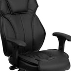 Sedia da ufficio ergonomica multifunzione in LeatherSoft nero con schienale alto e manopola lombare