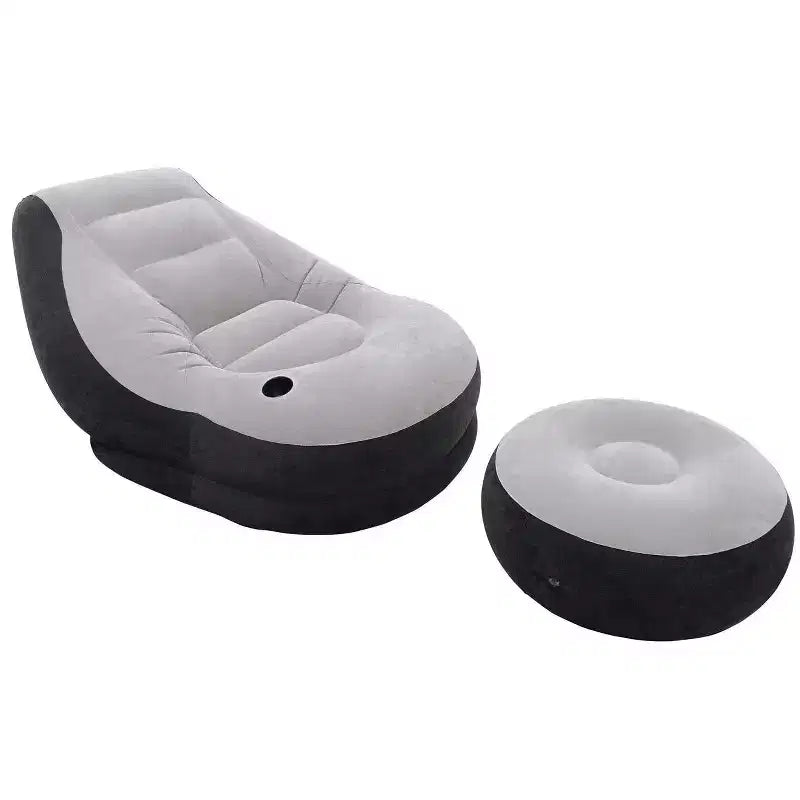 Divano Sezionale Angolare da Interno con Poltrona Lounge e Pouf (2 Pezzi)