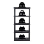 Scaffale multiuso resistente in plastica a 5 ripiani, nero