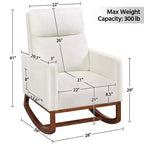 Upholstered Rocking Chair with Rubber Wood Legs and Side Pockets