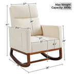 Upholstered Rocking Chair with Rubber Wood Legs and Side Pockets