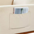 Upholstered Rocking Chair with Rubber Wood Legs and Side Pockets