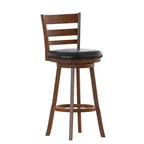 Merrick Lane 30 Classic Wooden Ladderback Swivel Bar Height Stool with Upholstered Padded Seat and Integrated Footrest