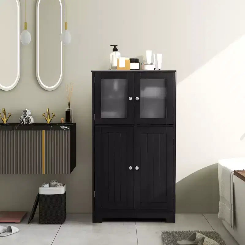 Mobiletto da bagno con ante e ripiano regolabile, armadietto da cucina
