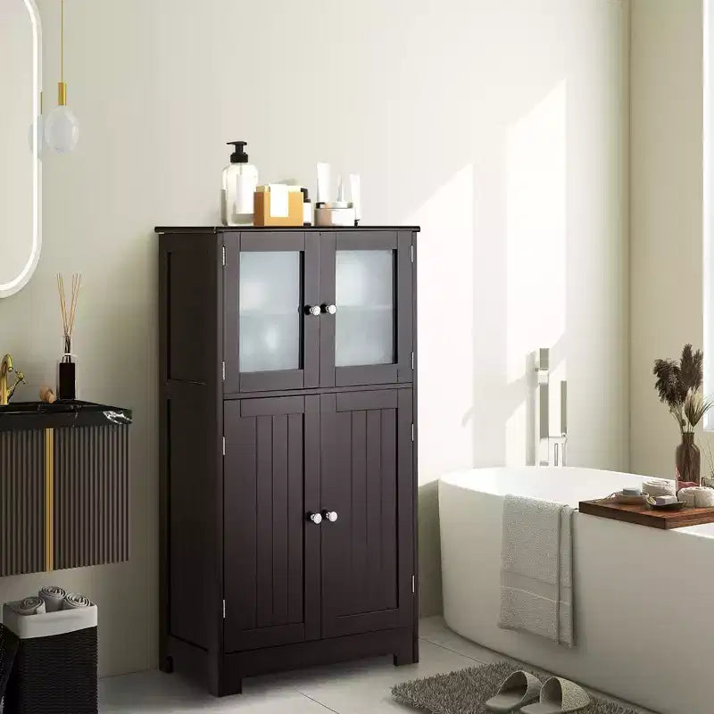 Mobiletto da bagno con ante e ripiano regolabile, armadietto da cucina