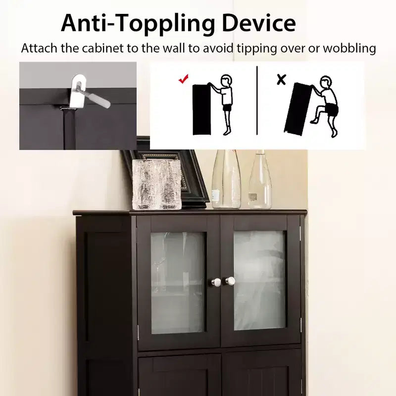 Mobiletto da bagno con ante e ripiano regolabile, armadietto da cucina