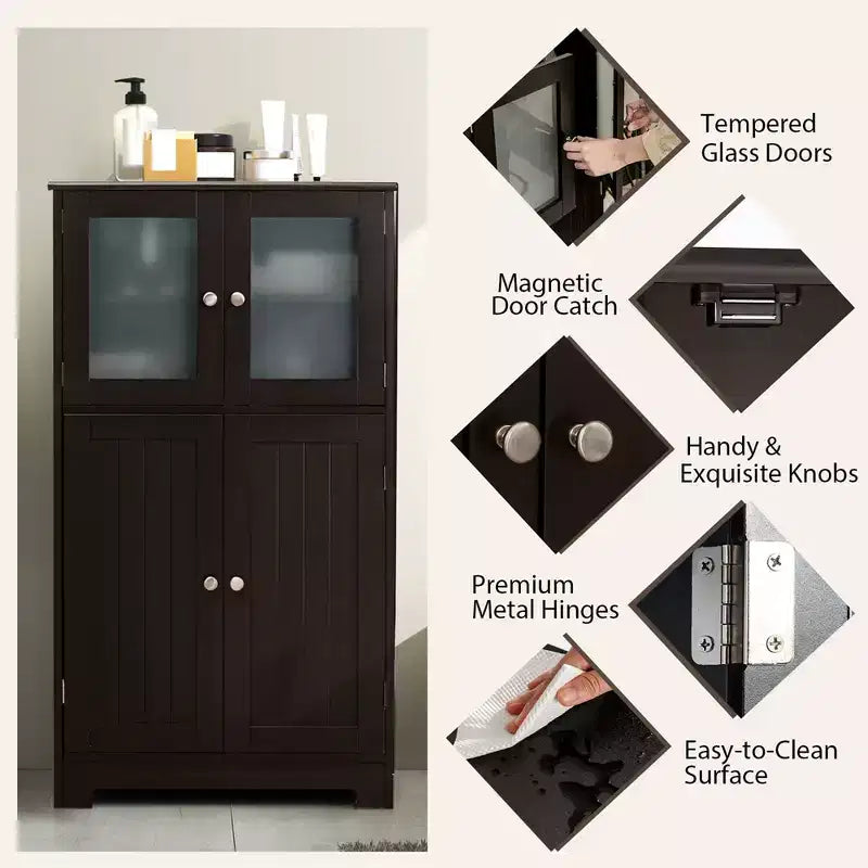 Mobiletto da bagno con ante e ripiano regolabile, armadietto da cucina