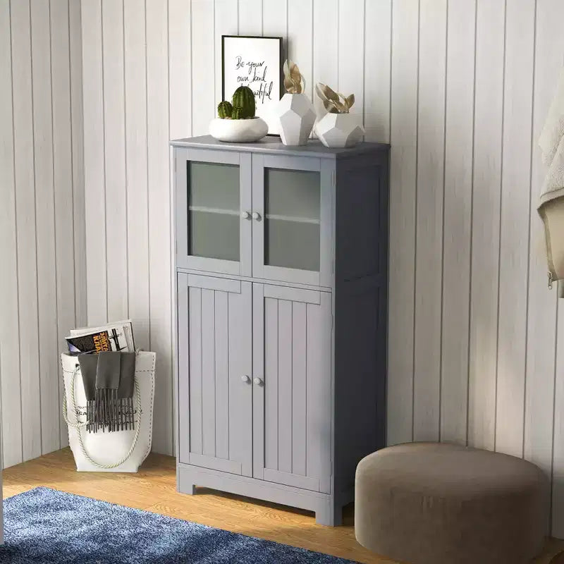 Mobiletto da bagno con ante e ripiano regolabile, armadietto da cucina