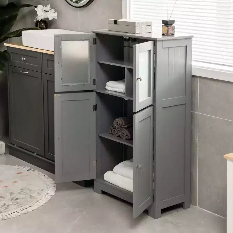 Mobiletto da bagno con ante e ripiano regolabile, armadietto da cucina
