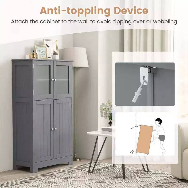 Mobiletto da bagno con ante e ripiano regolabile, armadietto da cucina