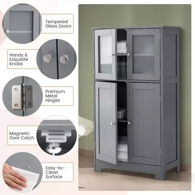 Mobiletto da bagno con ante e ripiano regolabile, armadietto da cucina