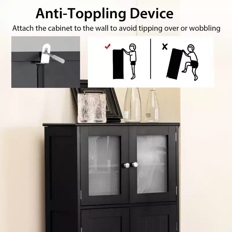 Mobiletto da bagno con ante e ripiano regolabile, armadietto da cucina