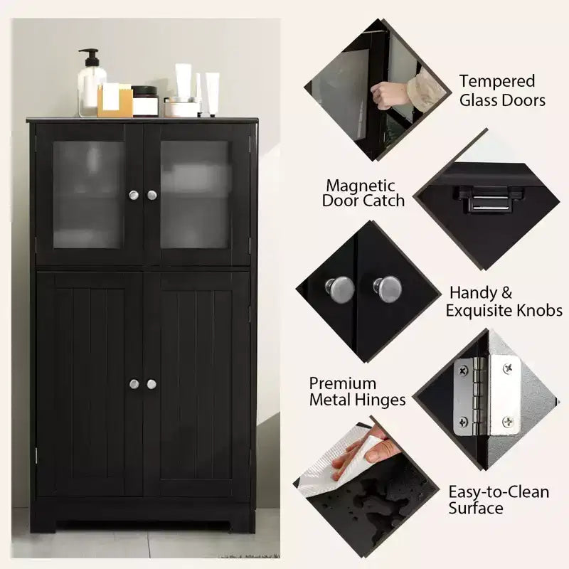 Mobiletto da bagno con ante e ripiano regolabile, armadietto da cucina